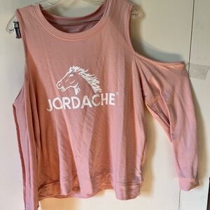 Jordache 1x pink/peach/salmon color cold shoulder seeatshirt
